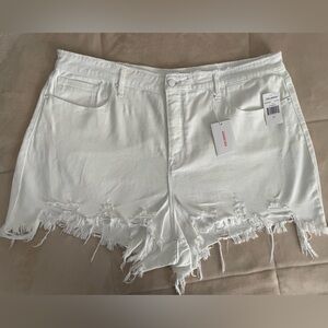 Good American White Distressed Jean Shorts